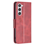 For Samsung Galaxy S25 Case - Lambskin Texture, Folio PU Leather Wallet Cover with Card Slots, Lanyard, Red | iCoverLover Australia