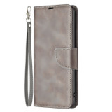 For Samsung Galaxy S25 Case - Lambskin Texture, Folio PU Leather Wallet Cover with Card Slots, Lanyard, Grey | iCoverLover Australia