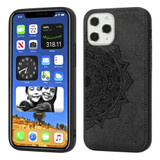 For iPhone 12 Pro Max Case, Fabric Textured Mandala Print Back Cover, Magnetic Insert, Black | iCoverLover Australia