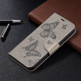 For Samsung Galaxy S24 Ultra Case - Embossed Butterflies, Folio Wallet PU Leather Cover, Stand, Grey | iCoverLover Australia