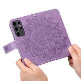For Samsung Galaxy S24 Ultra Case - Embossed Mandala, Folio Wallet PU Leather Cover, Stand, Light Purple | iCoverLover Australia