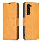For Samsung Galaxy S24+ Plus Case - Lambskin Texture, Folio PU Leather Wallet Cover with Card Slots, Lanyard, Light Brown | iCoverLover Australia