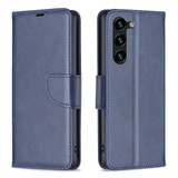 For Samsung Galaxy S24+ Plus Case - Lambskin Texture, Folio PU Leather Wallet Cover with Card Slots, Lanyard, Blue | iCoverLover Australia