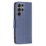 For Samsung Galaxy S24 Ultra Case - Embossed Butterflies, Folio Wallet PU Leather Cover, Stand, Blue | iCoverLover Australia