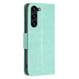 For Samsung Galaxy S24+ Plus Case - Embossed Butterflies, Folio Wallet PU Leather Cover, Stand, Green | iCoverLover Australia