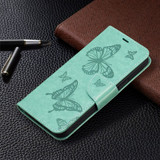 For Samsung Galaxy S24+ Plus Case - Embossed Butterflies, Folio Wallet PU Leather Cover, Stand, Green | iCoverLover Australia