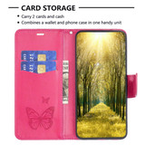 For Samsung Galaxy S24 Ultra Case - Embossed Butterflies, Folio Wallet PU Leather Cover, Stand, Rose Red | iCoverLover Australia