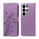 For Samsung Galaxy S26 Ultra Case - Embossed Butterfly PU Leather Wallet Cover