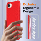 For iPhone 17e Compatible with MagSafe Case – Wave Texture, Soft Silicone Grip & Full Protection, Red | iCoverLover.com.au