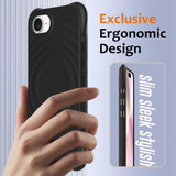 For iPhone 17e Compatible with MagSafe Case – Wave Texture, Soft Silicone Grip & Full Protection, Black | iCoverLover.com.au