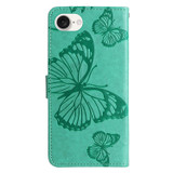 For iPhone 17e Folio PU Leather Case – Butterfly Embossed for Stylish Protection & Card Storage, Green | iCoverLover.com.au