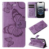 For iPhone 17e Folio PU Leather Case – Butterfly Embossed for Stylish Protection & Card Storage, Purple | iCoverLover.com.au