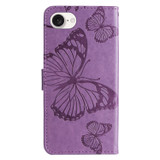 For iPhone 17e Folio PU Leather Case – Butterfly Embossed for Stylish Protection & Card Storage, Purple | iCoverLover.com.au
