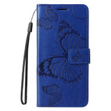 For iPhone 17e Folio PU Leather Case – Butterfly Embossed for Stylish Protection & Card Storage, Blue | iCoverLover.com.au