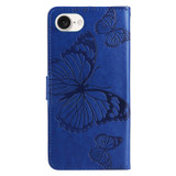 For iPhone 17e Folio PU Leather Case – Butterfly Embossed for Stylish Protection & Card Storage, Blue | iCoverLover.com.au