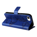For iPhone 17e Folio PU Leather Case – Butterfly Embossed for Stylish Protection & Card Storage, Blue | iCoverLover.com.au