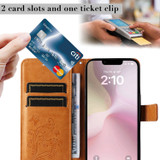 For iPhone 17e Folio PU Leather Case – Butterfly Embossed for Stylish Protection & Card Storage, Yellow | iCoverLover.com.au