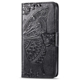 For iPhone 17e Folio PU Leather Case – Butterfly & Flower Embossed Design for Stylish Protection, Black | iCoverLover.com.au