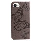 For iPhone 17e Folio PU Leather Case – Butterfly Embossed for Stylish Protection & Card Storage, Grey | iCoverLover.com.au