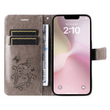 For iPhone 17e Folio PU Leather Case – Butterfly Embossed for Stylish Protection & Card Storage, Grey | iCoverLover.com.au