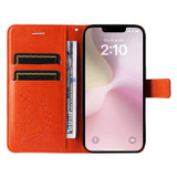 For iPhone 17e Folio PU Leather Case – Butterfly Embossed for Stylish Protection & Card Storage, Orange | iCoverLover.com.au