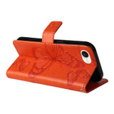 For iPhone 17e Folio PU Leather Case – Butterfly Embossed for Stylish Protection & Card Storage, Orange | iCoverLover.com.au