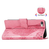 For iPhone 17e Folio PU Leather Case – Butterfly & Flower Embossed Design for Stylish Protection, Pink | iCoverLover.com.au