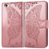 For iPhone 17e Folio PU Leather Case – Butterfly & Flower Embossed Design for Stylish Protection, Rose Gold | iCoverLover.com.au