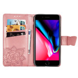For iPhone 17e Folio PU Leather Case – Butterfly & Flower Embossed Design for Stylish Protection, Rose Gold | iCoverLover.com.au
