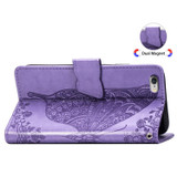 For iPhone 17e Folio PU Leather Case – Butterfly & Flower Embossed Design for Stylish Protection, Lavender | iCoverLover.com.au