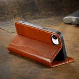 iPhone 17e Fierre Shann Cowhide Leather Wallet Case – Brown | Premium & Stylish