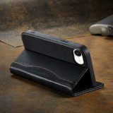 iPhone 17e Fierre Shann Cowhide Leather Wallet Case – Black | Luxury & Durable