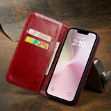 iPhone 17e Fierre Shann Cowhide Leather Wallet Case – Red | Elegant & Protective
