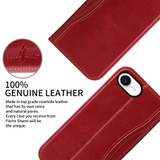 iPhone 17e Fierre Shann Cowhide Leather Wallet Case – Red | Elegant & Protective