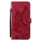 For Samsung Galaxy A57 5G Case | Retro Embossed Butterfly PU Leather Wallet Cover, Red | iCoverLover Australia