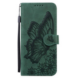 For Samsung Galaxy A37 5G Case | Retro Embossed Butterfly PU Leather Wallet Cover, Green | iCoverLover Australia