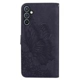 For Samsung Galaxy A37 5G Case | Retro Embossed Butterfly PU Leather Wallet Cover, Black | iCoverLover Australia