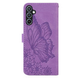 For Samsung Galaxy A37 5G Case | Retro Embossed Butterfly PU Leather Wallet Cover, Purple | iCoverLover Australia