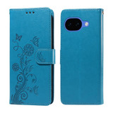 For Google Pixel 10a 5G Case | Embossed Butterfly PU Leather Wallet Cover, Blue | iCoverLover Australia