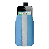Leather iPhone Pouch | Striped Blue Leather iPhone Pouch | Smartphone Pouch | iCoverLover