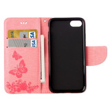 Pink Butterflies Emboss Leather Wallet iPhone SE 5G (2022), SE (2020) / 8 / 7 Case | iCoverLover