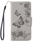 Grey Butterflies Emboss Leather Wallet iPhone SE 5G (2022), SE (2020) / 8 / 7 Case | iCoverLover