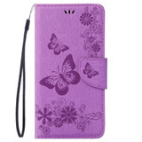 Purple Butterflies Emboss Leather Wallet iPhone SE 5G (2022), SE (2020) / 8 / 7 Case | iCoverLover