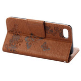 Brown Butterflies Emboss Leather Wallet iPhone SE 5G (2022), SE (2020) / 8 / 7 Case | iCoverLover