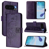 For Google Pixel 11 Butterfly Wallet Case, PU Leather with Card Holder & Stand, Dark Purple | iCoverLover.com.au