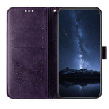 For Google Pixel 11 Butterfly Wallet Case, PU Leather with Card Holder & Stand, Dark Purple | iCoverLover.com.au