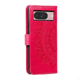 For Google Pixel 11 Artisan Wallet Case, Embossed Floral PU Leather with Secure Lanyard & Stand, Red | iCoverLover.com.au