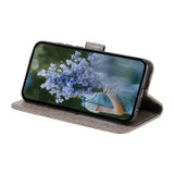 For Google Pixel 11 Artisan Wallet Case, Embossed Floral PU Leather with Secure Lanyard & Stand, Grey | iCoverLover.com.au