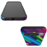 For Google Pixel 11 Pro XL Case, Tough Protective Cover, Lined Rainbow | iCoverLover Australia