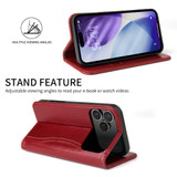 iPhone 18 Pro Genuine Leather Wallet Case Red | Fierre Shann